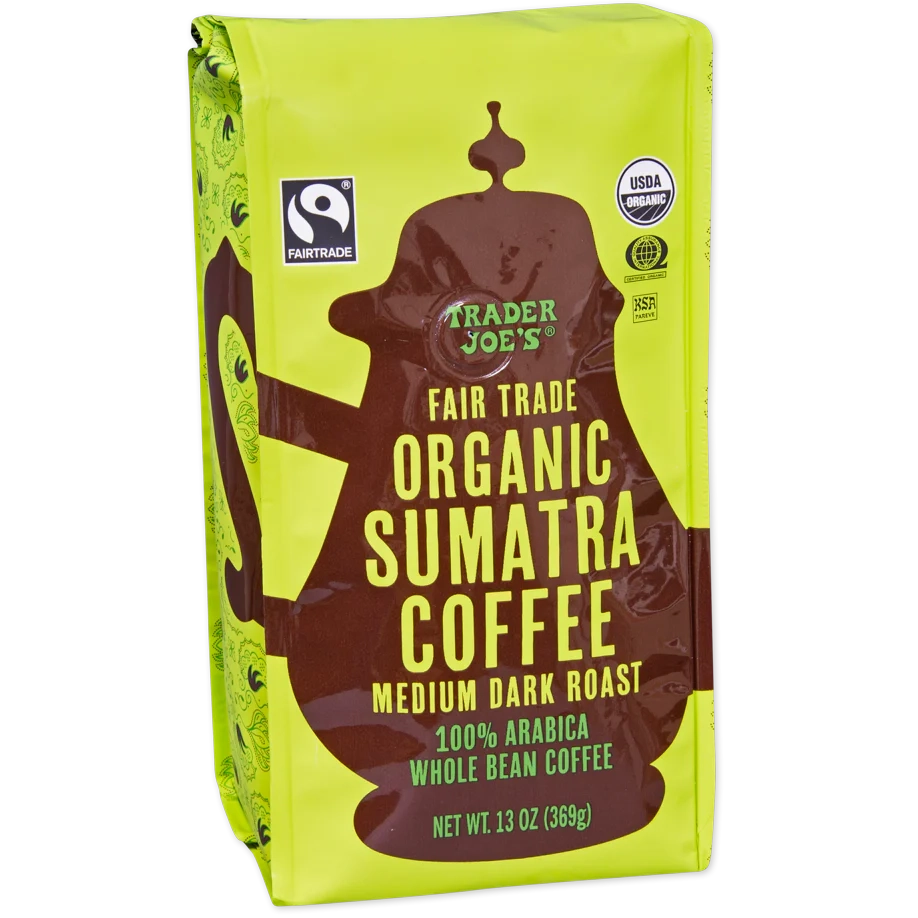 Trader Joe's Fair Trade Organic Sumatra Whole Bean Coffee, 13 oz.