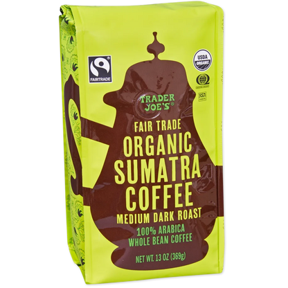 Trader Joe's Fair Trade Organic Sumatra Whole Bean Coffee, 13 oz.
