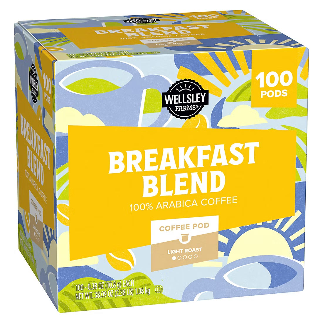Wellsley Farms Breakfast Blend Coffee Pods Arabica Light Roast, 100 ct.