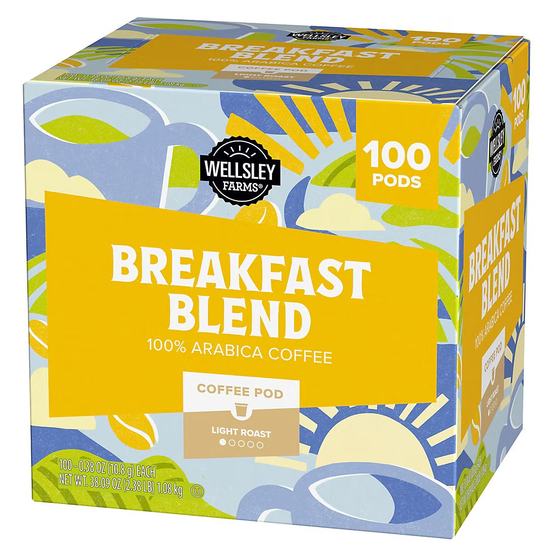 Wellsley Farms Breakfast Blend Coffee Pods Arabica Light Roast, 100 ct.