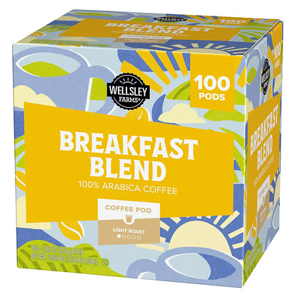 Wellsley Farms Breakfast Blend Coffee Pods Arabica Light Roast, 100 ct.