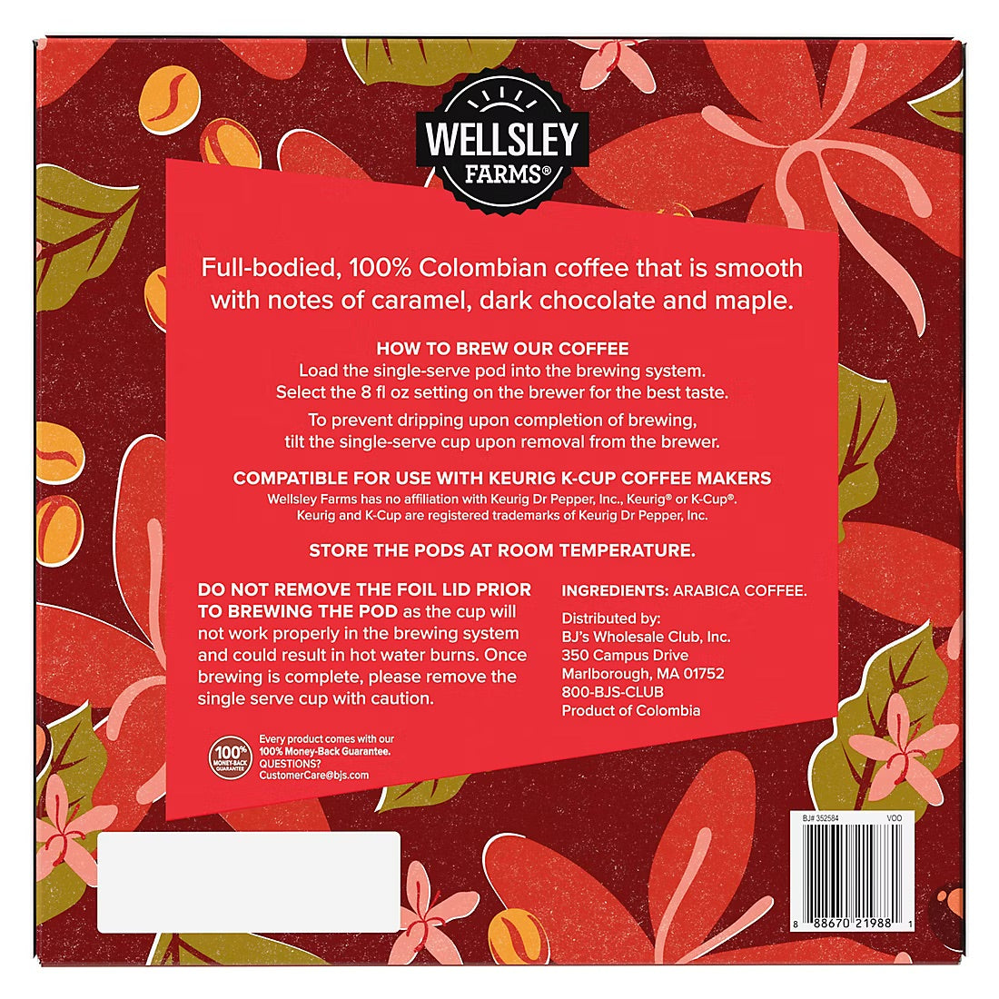 Wellsley Farms Colombian Coffee Pods Arabica Medium Dark Roast, 100 ct.