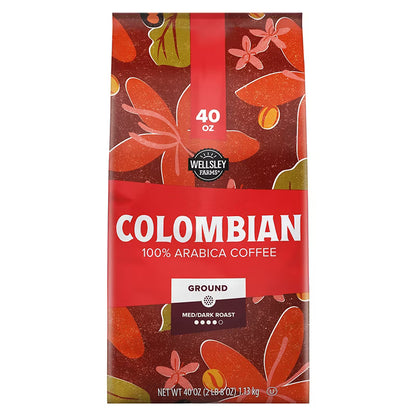 Wellsley Farms Colombian Ground Coffee Medium Roast 40 oz