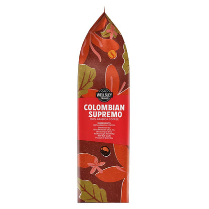 Wellsley Farms Colombian Supremo Whole Bean Coffee Medium Roast 40 oz