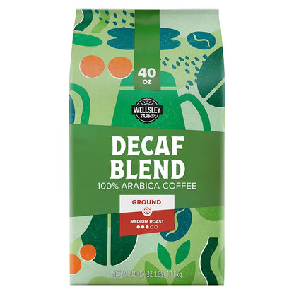 Wellsley Farms Decaffeinated Blend Ground Coffee Medium Roast 40 oz