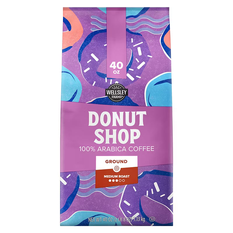 Wellsley Farms Donut Shop Ground Coffee Medium Roast 40 oz