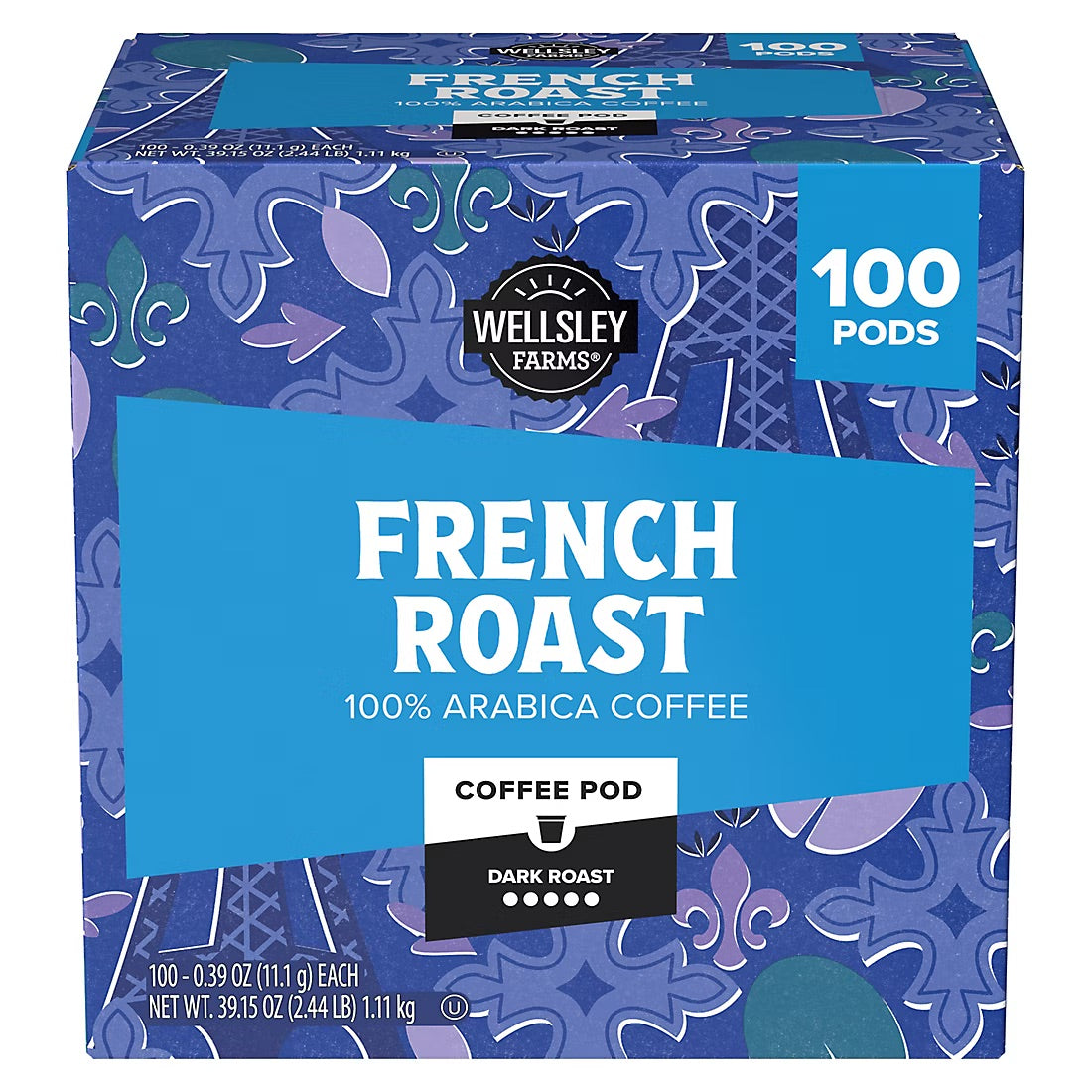 Wellsley Farms French Roast Coffee Pods Arabica Dark Roast, 100 ct.