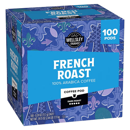 Wellsley Farms French Roast Coffee Pods Arabica Dark Roast, 100 ct.