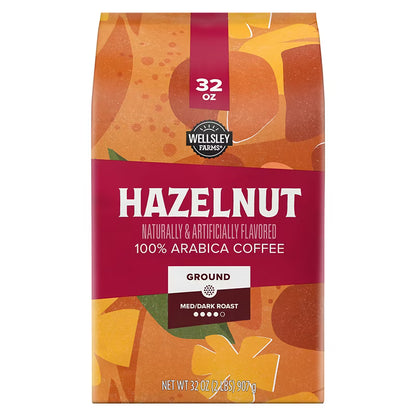 Wellsley Farms Hazelnut Ground Coffee Medium Dark Roast 32 oz