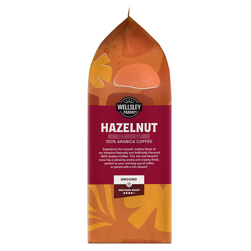 Wellsley Farms Hazelnut Ground Coffee Medium Dark Roast 32 oz